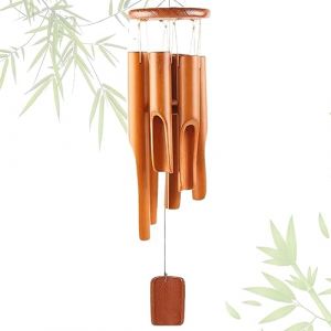 DONGDA Carillon &Eacute;olien en Bambou 75 cm - 6 Tubes pour Ext&eacute;rieur et Int&eacute;rieur - Parfait pour Jardin, Cour, Terrasse (Gudingdang, neuf)