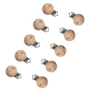 Kit Attache Tetine, Attache Tetine Bois,Attache Tétine,Sucette Clips,Bebe Pince,10PC Kit Attache Tetine,Porte Sucette pour Bébé Attache Tétine Attachée aux Vêtements Landau (SPEER, neuf)