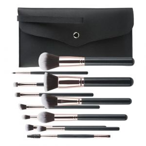 Lot de 12 pinceaux de maquillage compacts pour le visage et les yeux, application facile pour les amateurs de beauté, organisateur élégant de pinceaux de maquillage (aAAAAA, neuf)