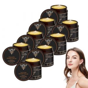 Baume au suif bio de b&oelig;uf nourri &agrave; l'herbe, cr&egrave;me hydratante au suif, baume au suif et au miel, soin hydratant visage et corps au suif de b&oelig;uf nourri &agrave; l'herbe et au miel brut, 60 g (8 bo&icirc;tes) (WUHANSHIBOHEMAOMAOYIYOUXIANGONGSI, neuf)