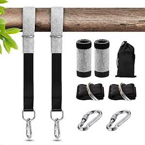 Sangle Balancoire Arbre, 300cm Fixation de Balançoire de Suspension avec Robustes Mousquetons, Anneaux en D et Coussinets de Protection d'arbre - pour Hamac et Balancoire de Jardin Charge Max 1000KG (XYTTX, neuf)