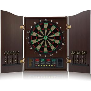 Brovamo Cible de Fl&eacute;chettes, Coffret D&eacute;coratif pour Cible de Fl&eacute;chettes [12*Fl&eacute;chettes &agrave; Pointe Souple], Cible &eacute;lectronique de Fl&eacute;chettes, Portes de Coffret en Bois avec Tableau [caf&eacute;] (Brovamo Shop, neuf)