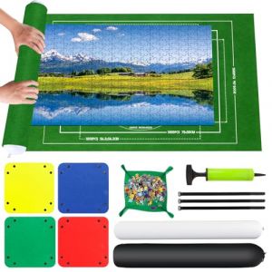 VFANDV Tapis de Rangement pour Puzzle Jusqu'à 1500 Pièces - Rouleau Feutre Portable pour Adultes et Enfants avec 4 Trieurs, 66 x 116 cm (DATTEOSHOP, neuf)