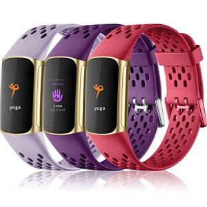 Epova 3 Pack Bracelets Compatibles avec Bracelet Fitbit Charge 5/ Fitbit Charge 6, Bracelets de Sport Souples Remplacement Ajustables et Respirants pour Charge 5/Charge 6 (Epova, neuf)