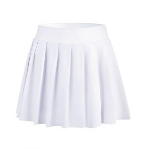 Bezioner Filles Jupe Tennis Plissée Jupe de Golf avec Short Intérieur et Poches Jupe de Sport d'entraînement Uniforme Scolaire pour Enfant Blanc M (6-7 Ans, 110-120 cm) (Bezioner-shop, neuf)