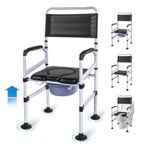 EOSPRIM 3 en 1 Chaise Percée Adulte，Chaise Percée Toilette Pour Personne âgée，Sièges de Toilettes et Chaises Percées，Chaise Percée Toilette Rembourré,Chaise de Toilette Pliante Réglable en Hauteur (eosprim, neuf)