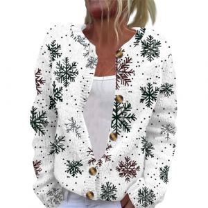 Veste de Noel Femme Drole Col V Cardigan Chic Et Elegant Long Grande Taille Pull de Rennes Coton Chat Elegant Gilet Femme Grande Taille - Pull Noel Moche Blanc L (TOFOTL✈8-21 Jours Arrivent, neuf)