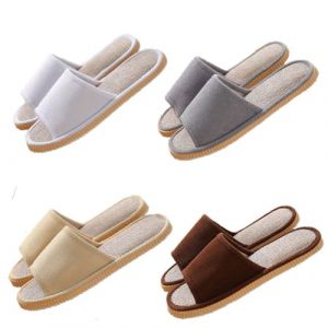 Teceyfeet Lot de 4 paires de pantoufles d'invit&eacute; - Chaussures de bain en lin pour invit&eacute;s - Pantoufles lavables - Antid&eacute;rapantes - Plates - Pour femmes et hommes, 39/44 EU (Tianmao, neuf)