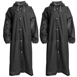 Fayemint 2 Pièces Poncho Pluie, Poncho de Pluie Imperméable, Cape Pluie avec Capuche, pour Randonnée, Camping, Voyage, Cyclisme (Noir) (Fayemoon, neuf)