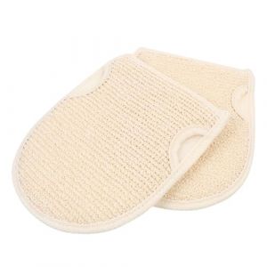 Anneome Lot de 2 Moufles de Bain Exfoliants en Coton et Lin Double Face &Eacute;paissis Lingette Exfoliante Corps Dos Accessoire de Respirant S&eacute;chage Rapide pour Bain Exfoliant et Gommage (Zzenpu, neuf)