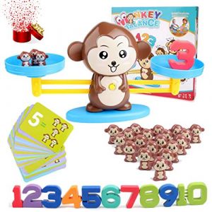 Maths de Balance, 65 Pièces Apprentissage des mathématiques Jeu Monkey Math, Jouet Mathématique, Singe Jeu Match Math Balancing échelle Jouet éducatif Mathematic Outil Jouet éducatif Cadeau de Noël (Tandrastrading Kft., neuf)