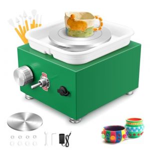 Tour de Potier, Couleeur 2000RPM Tour Poterie Électrique avec Bassin en ABS Amovible et Plateau Tournant de 6.5/10CM Tour de Poterie Enfant Outil d'argile,Outil de Bricolage pour Céramique (LUCKY FLOWER LIMITED, neuf)