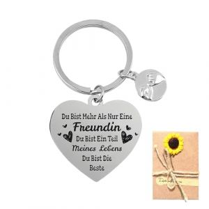 ZEPIQOR Cadeau de Saint-Valentin, porte-cl&eacute;s en forme de c&oelig;ur avec carte de v&oelig;ux et enveloppe en papier kraft, cadeaux d'anniversaire pour petite amie, cadeaux de meilleure amie, cadeaux (argent) (CHECK APIR LTD, neuf)