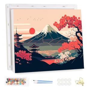 MEIYUDA Peinture par Numero Adulte avec Cadre, Paysage japonais Kit de Peinture à l'Huile sur Toile par Numéro, Débutants Peinture Acrylique Pigmentée, Decoration Maison Cadeau 40x30cm (JINBEIKANG, neuf)