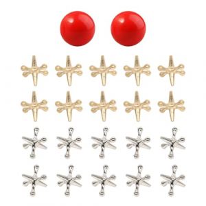 OHREN Kit de Jouets Osselets,22 Pièces (2 Ensembles),Osselets en Métal Rétro avec Balles Rebondissantes,Jeu Classique pour Enfants et Adultes,Idéal pour Fêtes et Prix (whyqiqi, neuf)