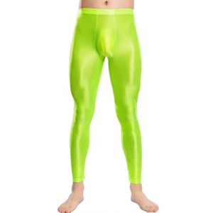 AIEOE Hommes Pantalon Mince Huileux Brillant Leggings &Eacute;lastique Corsaire Transparent Pantalon Clubwear Taille &Eacute;lastique Leggings Sport Collants XXL (QYou, neuf)