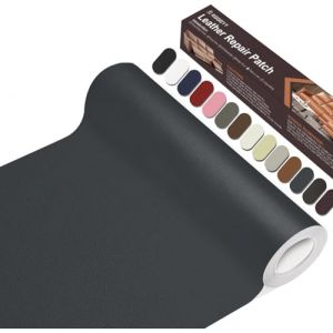 Simili Cuir Autocollant, 20 x 100cm Patch de Réparation en Cuir, Patch Cuir Auto-adhésif Rénovation Pour Siège de Voiture, Meubles, Canapé, Sacs à Main, Vestes, Chaises.(Gris Foncé) (ZR-EU, neuf)