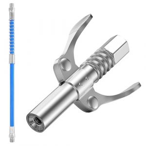 Embout Pompe a Graisse,Coupler Pince de Verrouillage Pistolet à Graisse,Embout de Pompe à Graisse avec Double Poignée,G Coupler Embout Pompe à Graisse Raccord de Pistolet à Graisse Tuyau de 30CM (caihana, neuf)