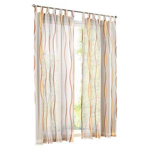 BAILEY JO 1 Panneau Rideau Voilage Transparent avec Impression Vague Orange LxH/140x145CM Rideaux &agrave; Pattes D&eacute;coration de Fen&ecirc;tre Chambre/Salle de Bain/Balcon (BAILEY JO, neuf)