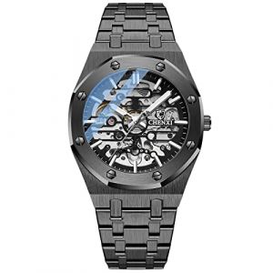 RORIOS Montre Homme Mécanique Automatique Lumineuses Montres avec Bracelet en Acier Inoxydable Décontracté Squelette (facemurto OÜ, neuf)