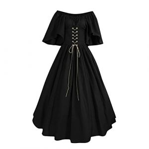 Susenstone 2024 Robe Medievale Femme Grande Taille Victorienne Steampunk Gothique Vintage Medievale Steampunk Costume MéDiéVal Femme DéGuisement Victorienne DéGuisements Dress Halloween Renaissance (⭐⭐⭐⭐⭐Susenstone, neuf)