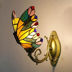 Yjrong Applique Murale Papillon, Applique LED En Vitrail De Style Tiffany, 1 Lumière, Lampe De Chevet De Chambre Pour Salon Chambre D'enfant Couloir Salle De Bain, Multicolore,H (jianqing-US, neuf)