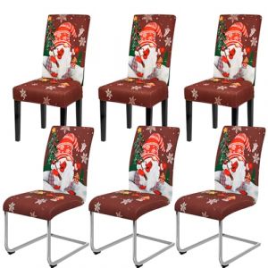 Yugarlibi Xmas - Lot de 6 housses de chaise universelles extensibles pour chaise basculante, élastique, pour salle à manger, hôtel, fêtes, 6 pièces, couleur: rouge (Yingchengda Direct Store, neuf)
