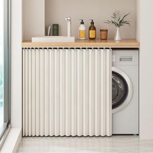 G&eacute;n&eacute;rique Rideau de Placard Coulissant avec Rail, Rideau Autocollant D'&Eacute;tag&egrave;re de Cuisine D'ombrage Rideaux de Placard Imperm&eacute;ables pour &Eacute;tag&egrave;res,Blanc,W110cm/H80cm (XL-HSAEY, neuf)