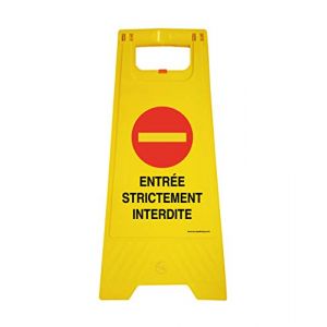 AUA SIGNALETIQUE - Chevalet de signalisation entrée strictement interdite - Poids 1Kg en plastique jaune (AUA SIGNALETIQUE, neuf)