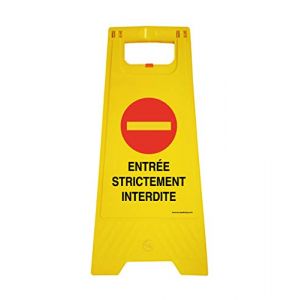 AUA SIGNALETIQUE - Chevalet de signalisation entrée strictement Interdite - Poids 1Kg en Plastique Jaune (AUA SIGNALETIQUE, neuf)