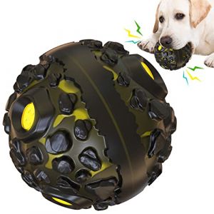CYBERNOVA Jouet interactif pour Chien, Balle &agrave; m&acirc;cher pour Chien, Balle sonore grin&ccedil;ante pour Petites, Moyennes et Grandes Races (Noir+Jaune) (cybernova, neuf)