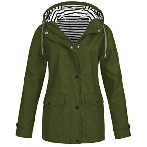 Votre Compte Veste Femme Mi Saison Poncho Pluie Imperm&eacute;able Manteau Impermeable Femme Capuche Cir&eacute; Parka V&ecirc;tements Imperm&eacute;ables Femme Blouson Cire Cadeau Pas Cher(1A-Vert Arm&eacute;e,3XL) (MOKBAY, neuf)