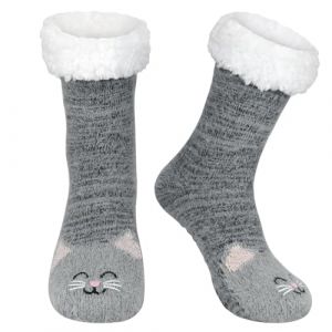 KOOOGEAR Chaussettes douillettes pour femme - Chaussettes épaisses antidérapantes - Chaussettes de lit moelleuses - Chaussettes de sol - Chaussettes de maison pour Noël, gris, 37/42 EU Large (kuishi eu, neuf)
