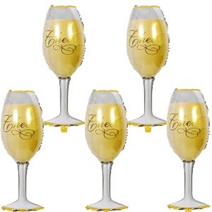 Feelairy Décoration de Ballon Bouteilles de Vin, 5 Pièces Géant Ballon Bouteille de Champagne Ballon d'hélium en Verre de Vin Décoration de Bière pour Mariage Décoration de Fête Anniversaire (Feelairy, neuf)