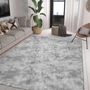 Tinyboy-hbq Tapis Chambre Modernes Moquette Chambre Soft Tapis à Poils Longs Shaggy Antidérapant Intérieur Moelleux épais (Gris Blanc, 140 x 200 cm) (JaSun Official Store-EU, neuf)