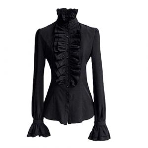NaLatia Chemise Victorienne pour Femme Gothique Steampunk Chemisier &agrave; Volants Vintage Manches Longues Haut Blouse Chic et &Eacute;l&eacute;gant Renaissance Pirate Top Soir&eacute;e Bal Party Printemps &Eacute;t&eacute; Mode (GUnakd, neuf)