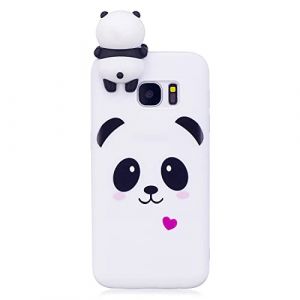 DasKAn Dessin Animé 3D Panda Silicone Coque Samsung Galaxy S7 Edge,Coeur d'amour Motif Animaux Ultra Mince Souple Fine Caoutchouc Housse de Arrière Antichoc Flexible Gel TPU Étui de Téléphone,Blanc#1 (DasKAn-EU, neuf)