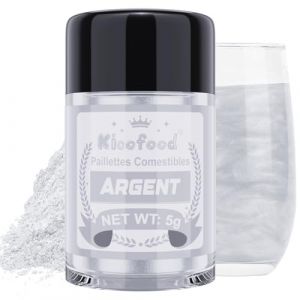 Paillettes Comestibles - Kicofood 5g Paillettes Alimentaires Comestibles, Paillette Alimentaire, Colorant Alimentaire Paillettes for Cocktails Décoration de Gâteaux Chocolats (Argent) (Kicofood, neuf)