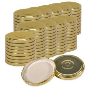 Oputec Lot de 100 couvercles à visser TO 82 dorés – Couvercles de rechange pour bocaux de conservation | Couvercles Twist Off hermétiques et adaptés à un usage alimentaire | Couvercles pour confiture (Oputec, neuf)