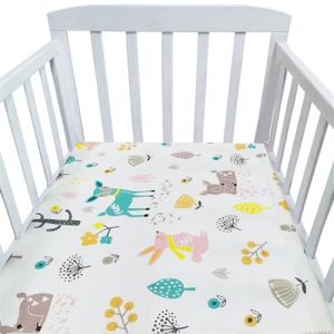 Odot Drap Housse pour Lit de Bébé, Coton Draps Housses Enfants Respirant Douce Extensible Protège Matelas pour Fille et Garçon, Lit Bébé, Berceau, Lit Parapluie (105x60cm,Zoo) (Odot, neuf)