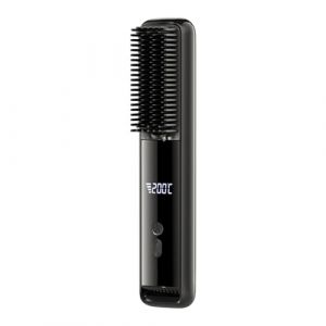 Derwrtup Brosse pour lisser les cheveux - Outil de coiffure rechargeable - Peigne &agrave; lisser &agrave; chaud de voyage - Pour salon et maison - Soin des cheveux en d&eacute;placement - Voyage (auzbelk, neuf)