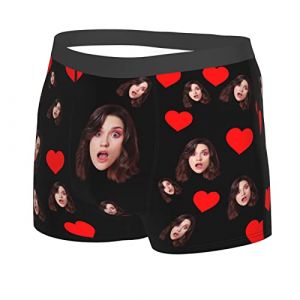 Cale&ccedil;on Boxeur Visage Dr&ocirc;le Personnalis&eacute; pour Homme,Personnalis&eacute;s Avatar Photo d'amant Petite Amie Visage Imprim&eacute; Boxer sous-V&ecirc;tements Shorts pour Hommes Fantaisie Color&eacute;e Cadeau de Saint Valentin (YouPin Custom, neuf)