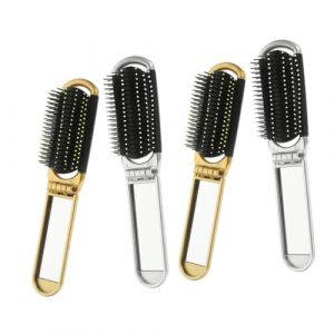 MOTHNUR 4 Pi&egrave;ces Brosse &agrave; Cheveux Pliable avec Miroir Brosse de Voyage Compacte L&eacute;g&egrave;re Massage Chevelu D&eacute;m&ecirc;lante Petit Format Portable (Huajiay, neuf)