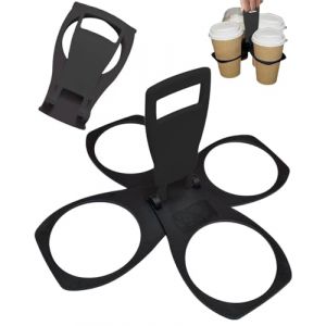 HUVZOR 2Pcs Support de transport pliable pour tasse,caf&eacute;,bi&egrave;re,boisson sans alcool,monture robuste, r&eacute;utilisable au format poche,Pratique et sans danger pour le transport de boissons chaudes,Noir (Volumetech OU, neuf)
