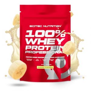 Scitec Nutrition 100% Whey Protein Professional - Amélioré avec des acides aminés supplémentaires et des enzymes digestives - Sans gluten - Sans huile de palme, 500 g, Banane (BioTechUSA Official FR, neuf)