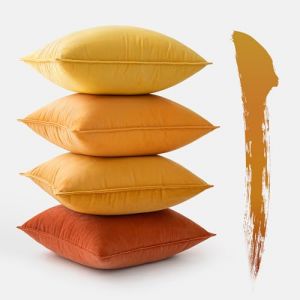 MIULEE Lot De 4 Housses De Coussin en Velours 40x40cm Orange Housse Coussin Housse De Coussin Coussin Canape Decoration Coussin Coussin Peluche Confort Sharon Coussins De Canap&eacute; Salon (MIULEE HOME, neuf)