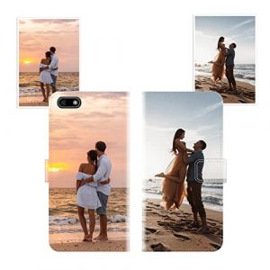 Sunrive Coque personnalisée Compatible avec Huawei Y5 2018, Personnalisable avec Votre Propre Image,Photo,Texte,DIY Leather Housse Étui PU Cuir + Tour de Cou Telephone Universelle (sunrive, neuf)