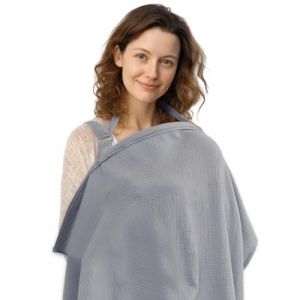 IGXX Couverture allaitement &agrave; arceau rigide coton respirant sangle r&eacute;glable - Usage multiple : Cache-allaitement housse poussette capote si&egrave;ge auto (Gris) (IGXX FR, neuf)