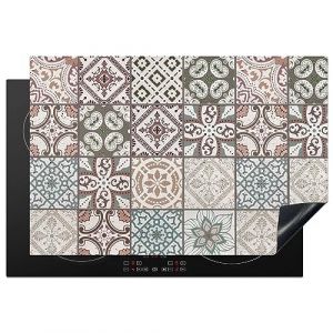 KitchenYeah© Protege Plaque Tapis Pour Induction 78x52 cm Deco Cuisine Protection Vitrocéramique Pour Cuisiniere Mosaïque - Marron - Motif - Carreau - 78x52 cm (KitchenYeah, neuf)