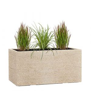 Pflanzwerk® Pot de Fleur Fibre de Verre Tub Antique Sable 40x80x40cm *Jardinière antigel* *Protection UV* *Qualité européenne* (Pflanzwerk Deutschland GmbH, neuf)
